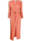Antonella Rizza Ribbed-knit Wrap Dress In Orange