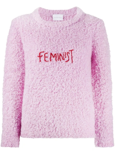 Antonella Rizza Feminist 刺绣纹理毛衣 In Pink