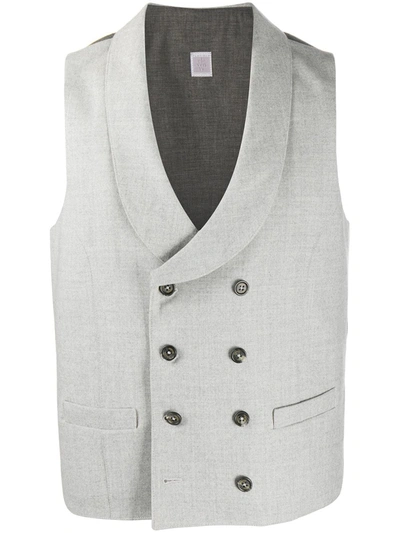 Eleventy Double-breasted Waistcoat In Grey