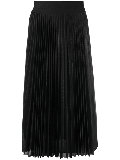 Liu •jo Pleated Midi Skirt In Black