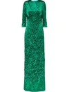 MIU MIU CRINKLED-EFFECT FLOOR-LENGTH GOWN