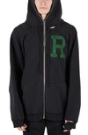 RAF SIMONS OVERSIZE DISTRESSED ZIP COTTON HOODIE,202-177A