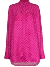 Balenciaga Oversized Polka-dot Satin-jacquard Shirt In Pink
