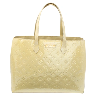 Pre-owned Louis Vuitton Vert Impression Monogram Vernis Wilshire Mm Bag In Yellow
