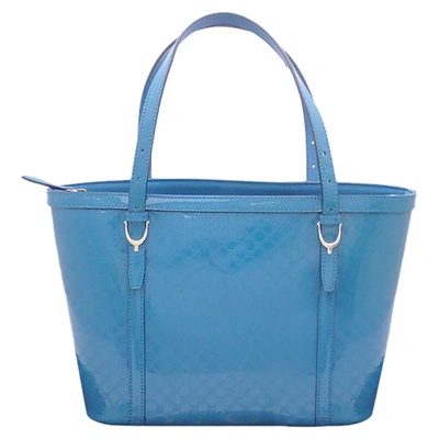 Pre-owned Gucci Blue Microssima Leather Tote Bag