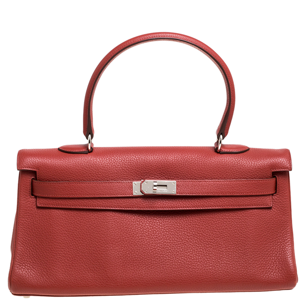 Pre-Owned Hermes Sanguine Taurillon Clemence Leather Palladium Hardware Shoulder Kelly 42 Bag In ...