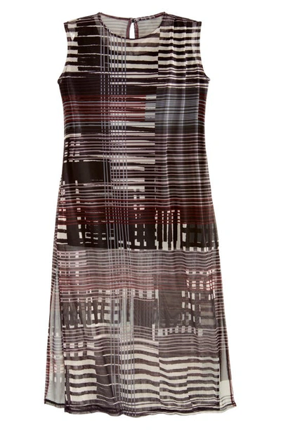 Adyson Parker Women's Plus Size Sleeveless Mesh Tunic In Abstract Grid Combo