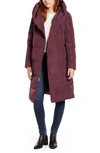 Cole Haan Signature Cole Haan Bib Insert Down & Feather Fill Coat In Merlot