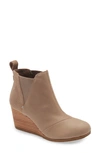 Toms Women's Wedge Booties In Taupe Grey Leather Suede