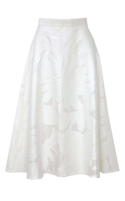 Martin Grant Women's Limited Edition Cotton-silk Blend Floral-jacquard Midi Circle Skirt In White