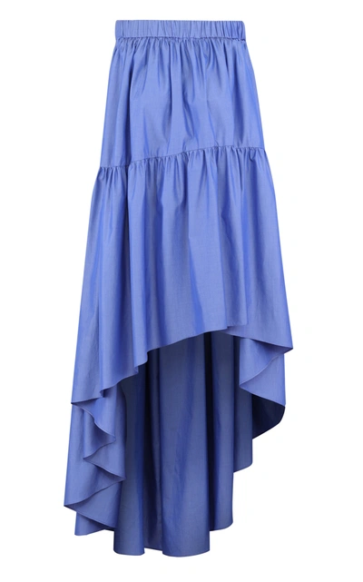 Martin Grant Women's Tiered Cotton Strapless Parachute Dress In Blue