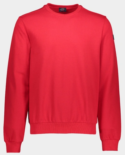 Paul & Shark Organic Cotton Sweatshirt With Iconic Badge In Red