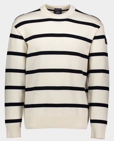 Paul & Shark Bretagne Wool Crew Neck With Iconic Badge In White