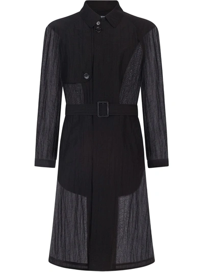 Dolce & Gabbana Sheer-panelled Trench Coat In Black