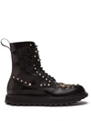 DOLCE & GABBANA EMBELLISHED STUD AND STONE BOOTS