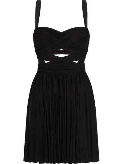 Dolce & Gabbana Crossed Over Short Dress In Black
