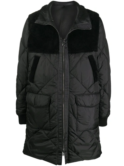 Giorgio Brato Leathered-panelled Hooded Coat In Black