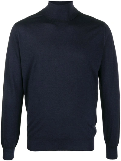 Lardini Men's Polo Neck Turtleneck Jumper Sweater In Blue