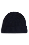 Andrew Stewart Cashmere Ribbed Beanie In Navy/ Navy