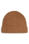 Andrew Stewart Cashmere Ribbed Beanie In Camel