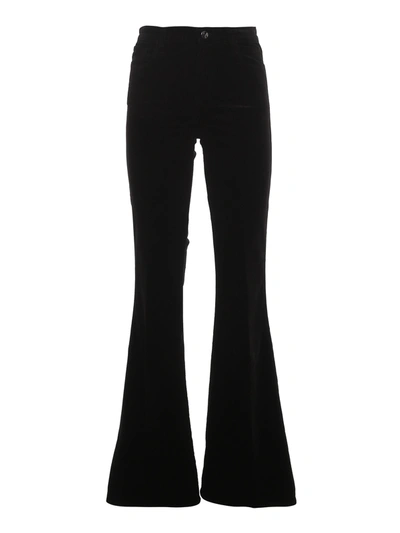 J Brand 1219 Runway Cotton-blend Velvet Flared Pants In Black