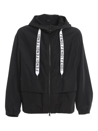 Fendi Black Tape Cotton Windbreaker Jacket