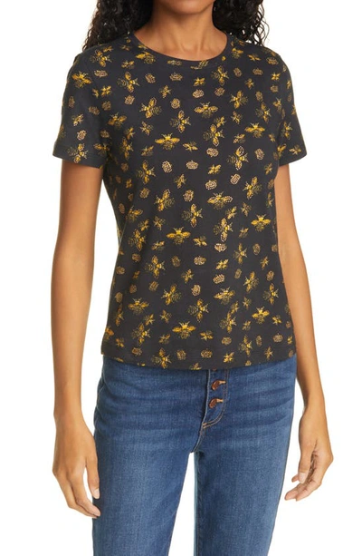 Alice And Olivia Rylyn Queen Bee Print Cotton T-shirt In Black,multi-colour