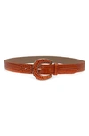 B-low The Belt Palmer Croc Embossed Leather Belt In Mandarin/ Gold