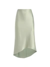 Alice And Olivia Maeve Satin High-low Slip Skirt In Sage