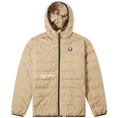 Aape By A Bathing Ape Aape Logo Lightweight Down Jacket In Brown