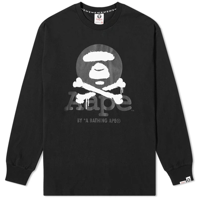 Aape By A Bathing Ape Aape Aape Head Bones Spray Tee In Black