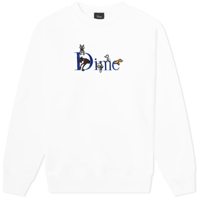 Dime Dog Logo Crew Sweat In White