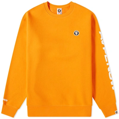 Aape By A Bathing Ape Aape Logo Arm Crew Sweat In Orange