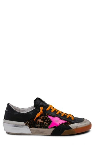 Golden Goose Super-star Sneaker In Leopard/ Black/ Fuchsia