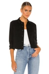 L Agence L'agence Janelle Slim Raw Hem Denim Jacket In Saturated Black