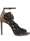 JIMMY CHOO LUCELE 100MM LACE-EMBELLISHED SANDALS