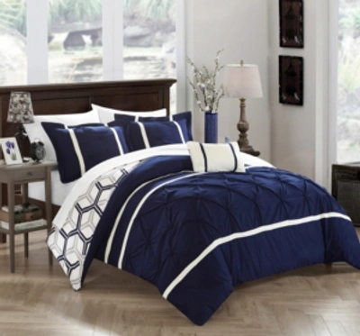 Chic Home Marcia 4-pc Full/queen Comforter Set Bedding In Navy