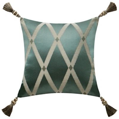 Waterford Anora Brass/jade Square Decorative Pillow In Multi