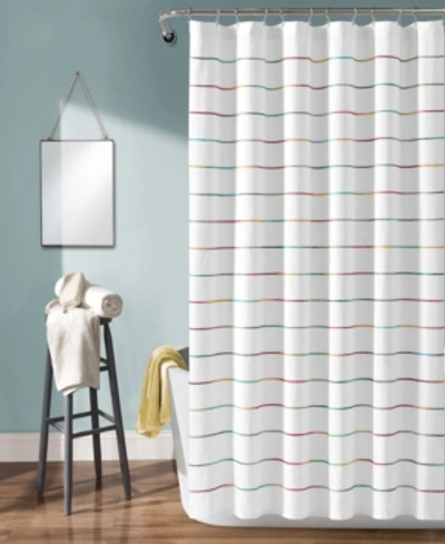Lush Decor Ombre Stripe Yarn Dyed Cotton 72" X 72" Shower Curtain In Rainbow