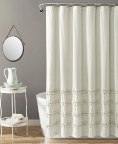 Lush Decor Vintage Stripe Yarn Dyed Cotton 72" X 72" Shower Curtain In Neutral