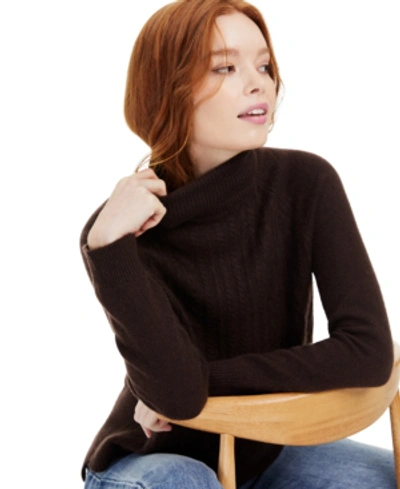 Charter Club Cashmere Cable-knit Turtleneck Sweater, Created For Macy's In Coffee Kiss