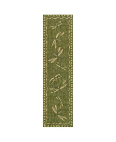 Liora Manne Carmel Dragonfly 1'11" X 7'6" Runner Rug In Green