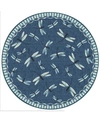 Liora Manne Carmel Dragonfly 7'10" X 7'10" Round Rug In Navy