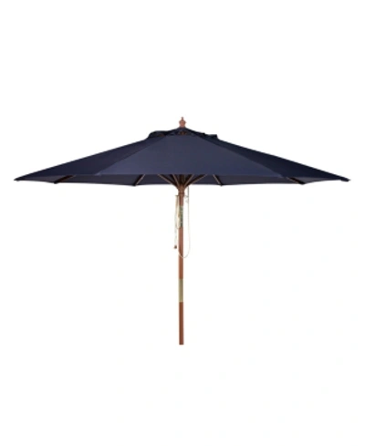 Safavieh Cannes 9' Wooden Umbrella In Navy