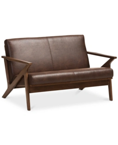Furniture Wynona Faux Leather Loveseat In Dark Brown