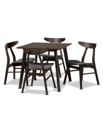 Furniture Britte Upholstered 5 Piece Dining Set In Dark Gray