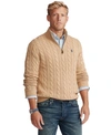 Polo Ralph Lauren Logo-embroidered Cable-knit Wool And Cashmere-blend Half-zip Sweater In Camel Melange