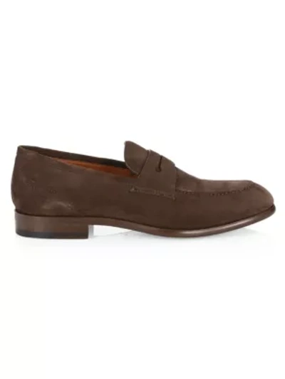 Ermenegildo Zegna Marcello Suede Penny Loafers In Brown