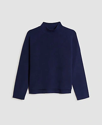 Ann Taylor Cropped Mock Neck Sweater In Amazon Navy