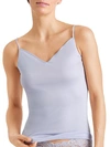 Hanro Cotton Seamless V-neck Spaghetti Camisole In Lavender Frost